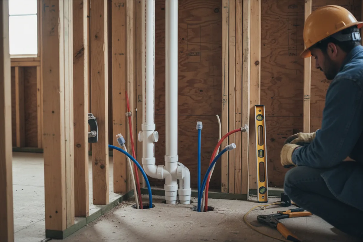 Drain and supply rough-in during Sump Pump Repair in Willow Springs